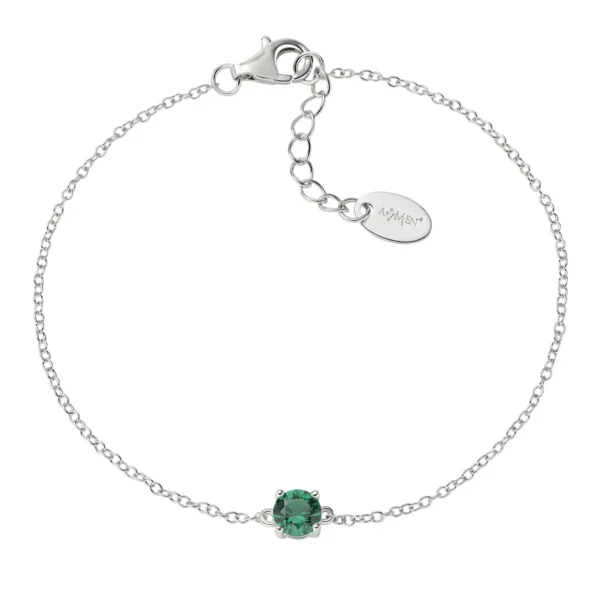 Bracciale Amen Argento Donna - Punto Luce Verde - BRCIPBBVEZ