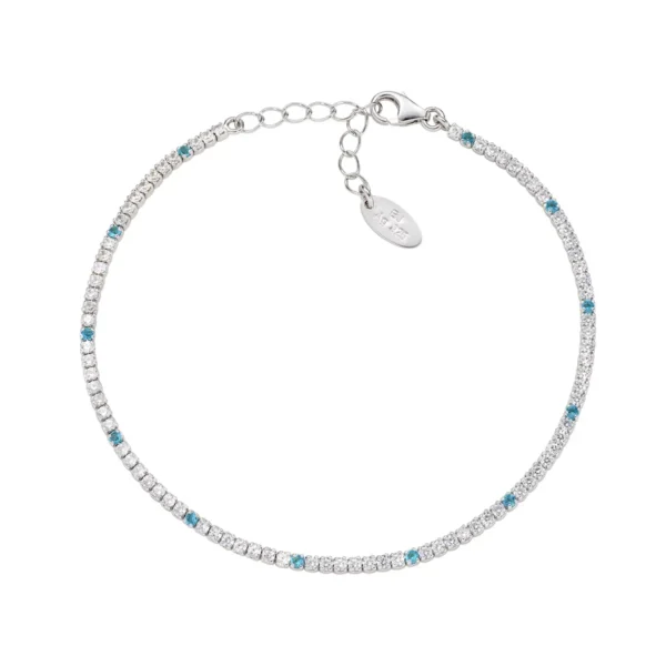 Bracciale Amen Tennis Mania con Zirconi Acquamarina e Bianchi - BT1B7BAC17