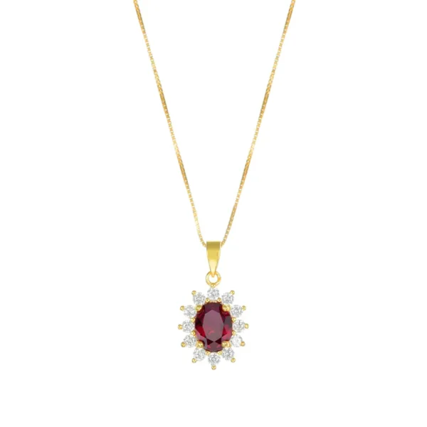 Collana Amen Dorata Royal Zircone Rosso - Collezione Lady - CLLDGGBR