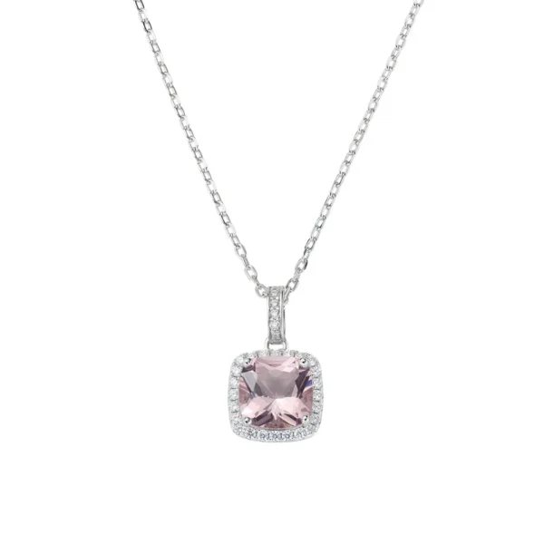 Collana Amen con Morganite Taglio Radiante e Zirconi Bianchi - CLQUABBMOZ